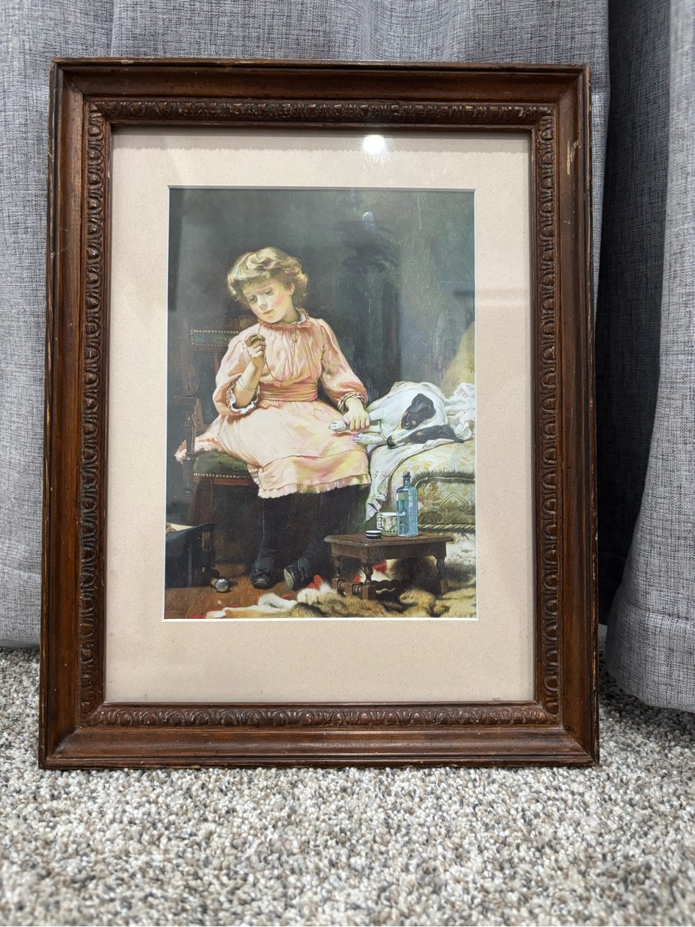 Vintage Framed Print “Not Much Wrong” by English Painter Charles Burton Barber